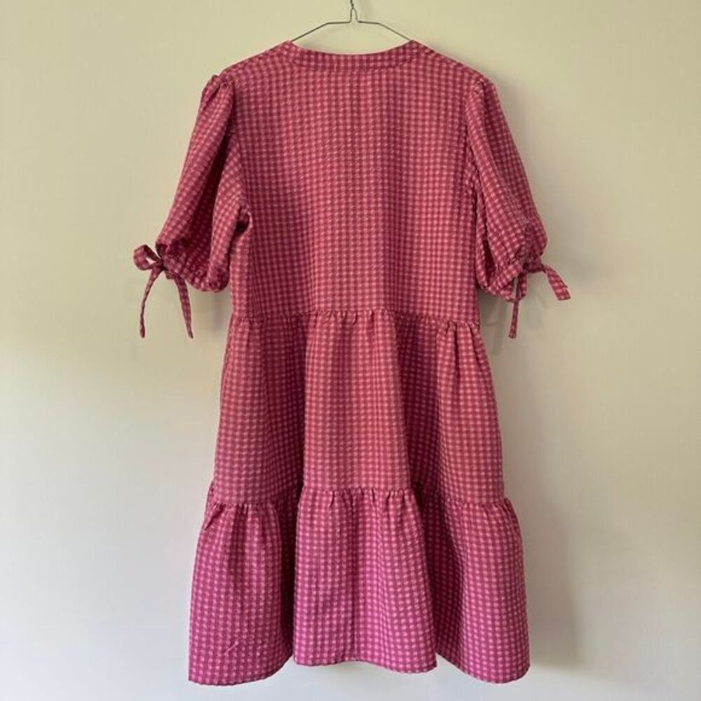 Kate & Sam Pink Gingham Tiered Midi Dress - Picture 7 of 7